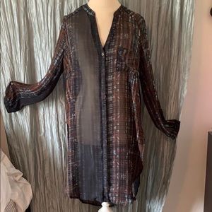 ASTR sheer plaid Long sleeve Dress Cover
